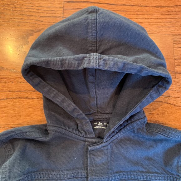 Zara Boys Hooded Navy Blue Snap Closure Denim Jacket MSRP $45 | Size 3-4 Years - Picture 4 of 13